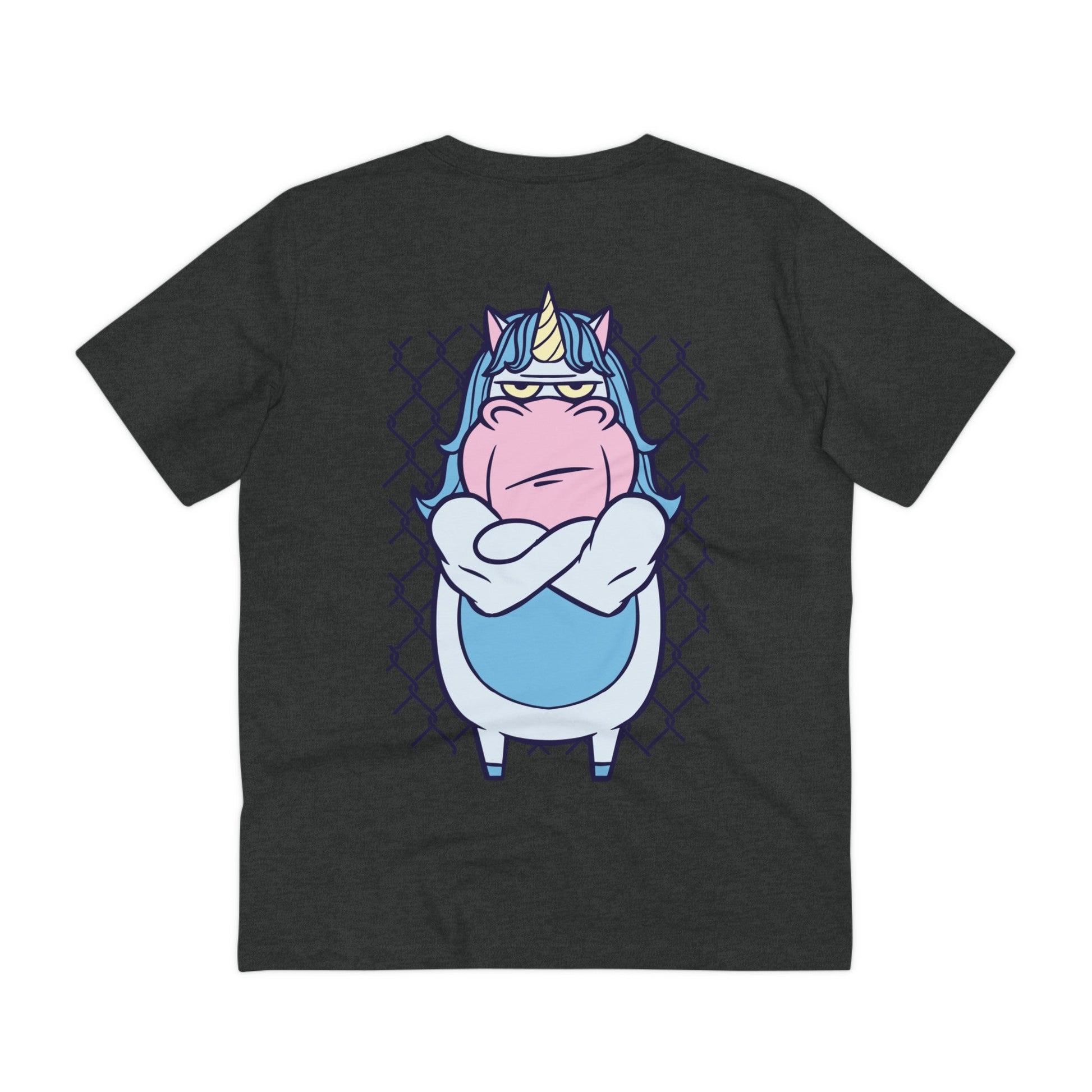 Printify T-Shirt Dark Heather Grey / 2XS Angry Unicorn - Unicorn World - Back Design