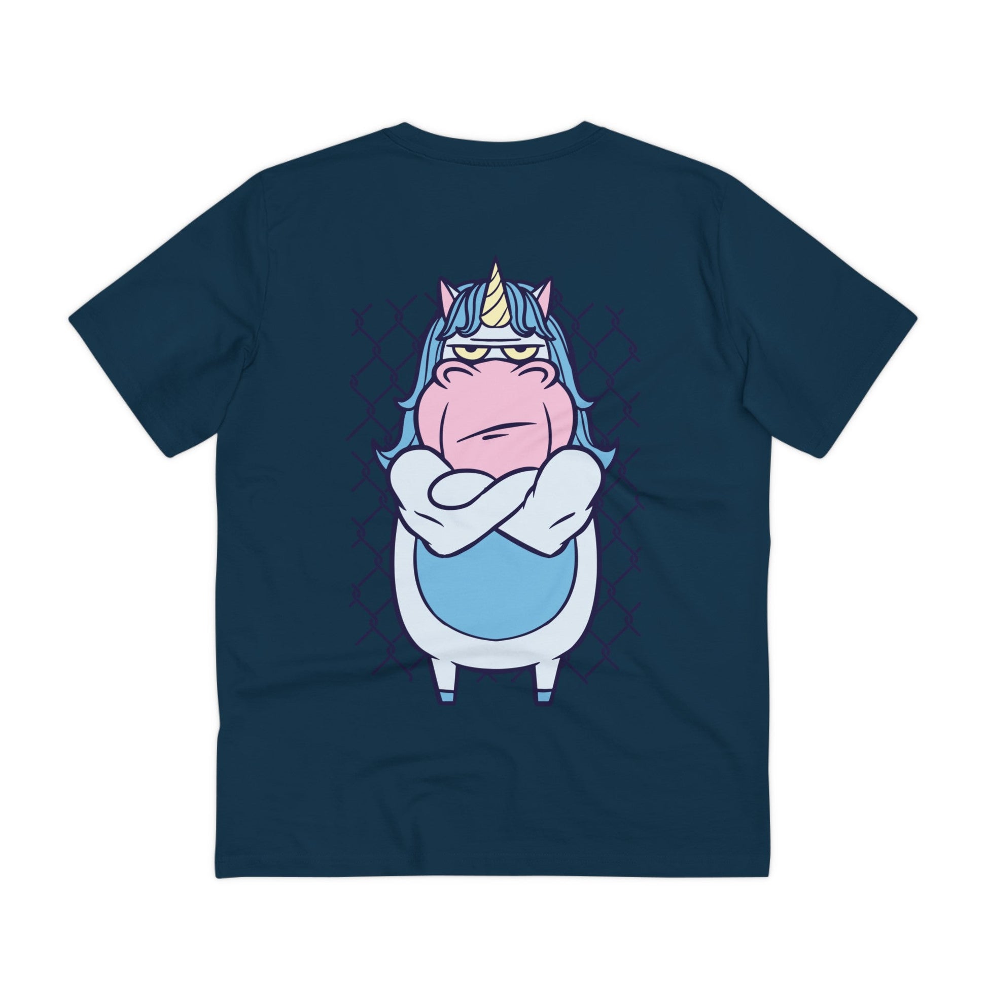 Printify T-Shirt French Navy / 2XS Angry Unicorn - Unicorn World - Back Design