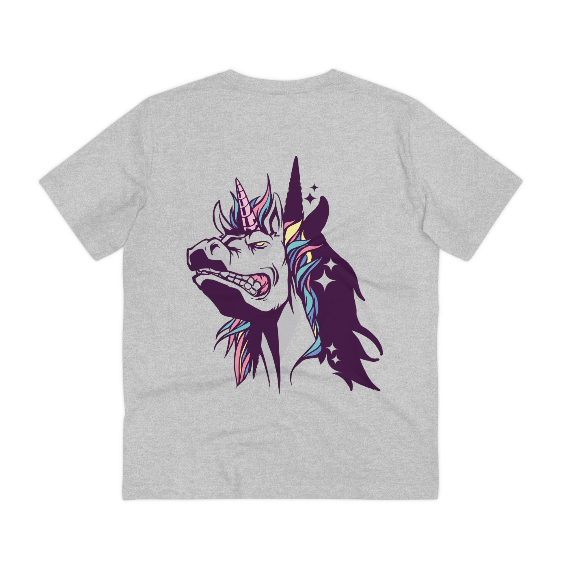Printify T-Shirt Heather Grey / 2XS Angry Unicorn - Unicorn World - Back Design