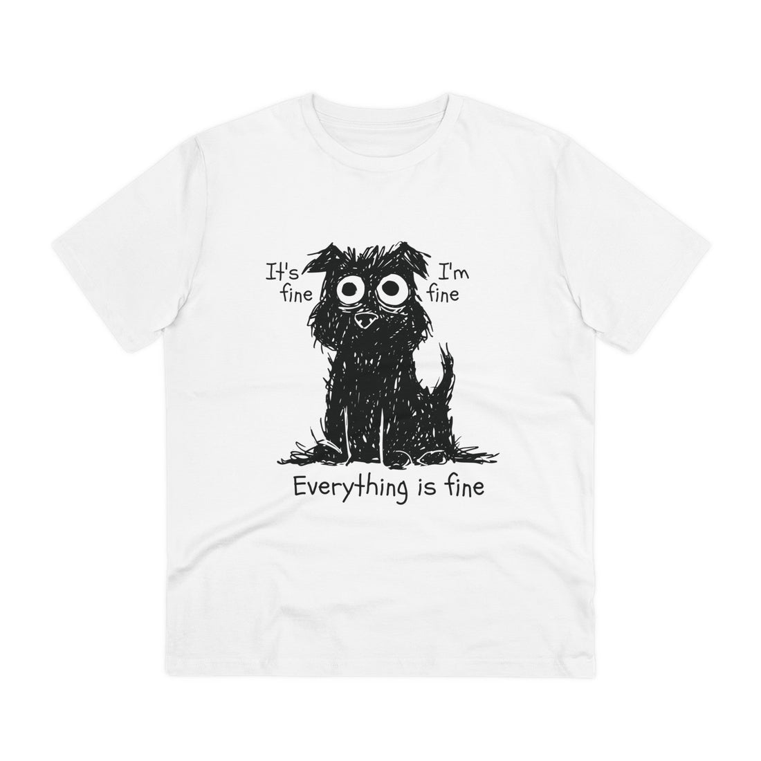 Printify T-Shirt White / 2XS Anime black Dog It´s fine I´m fine Everything is fine - Anime World - Front Design
