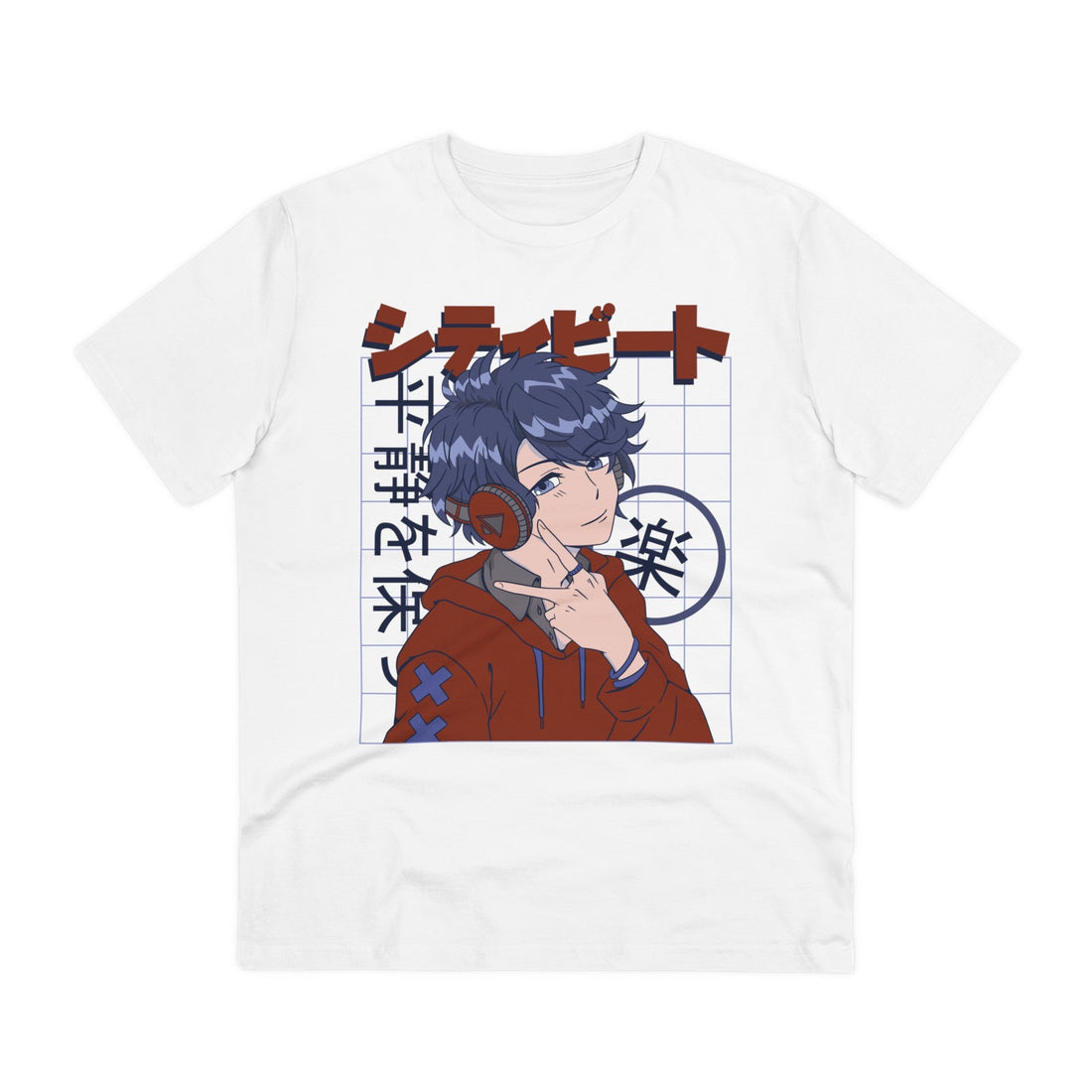 Printify T-Shirt White / 2XS Anime Boy Headphones - Anime World - Front Design