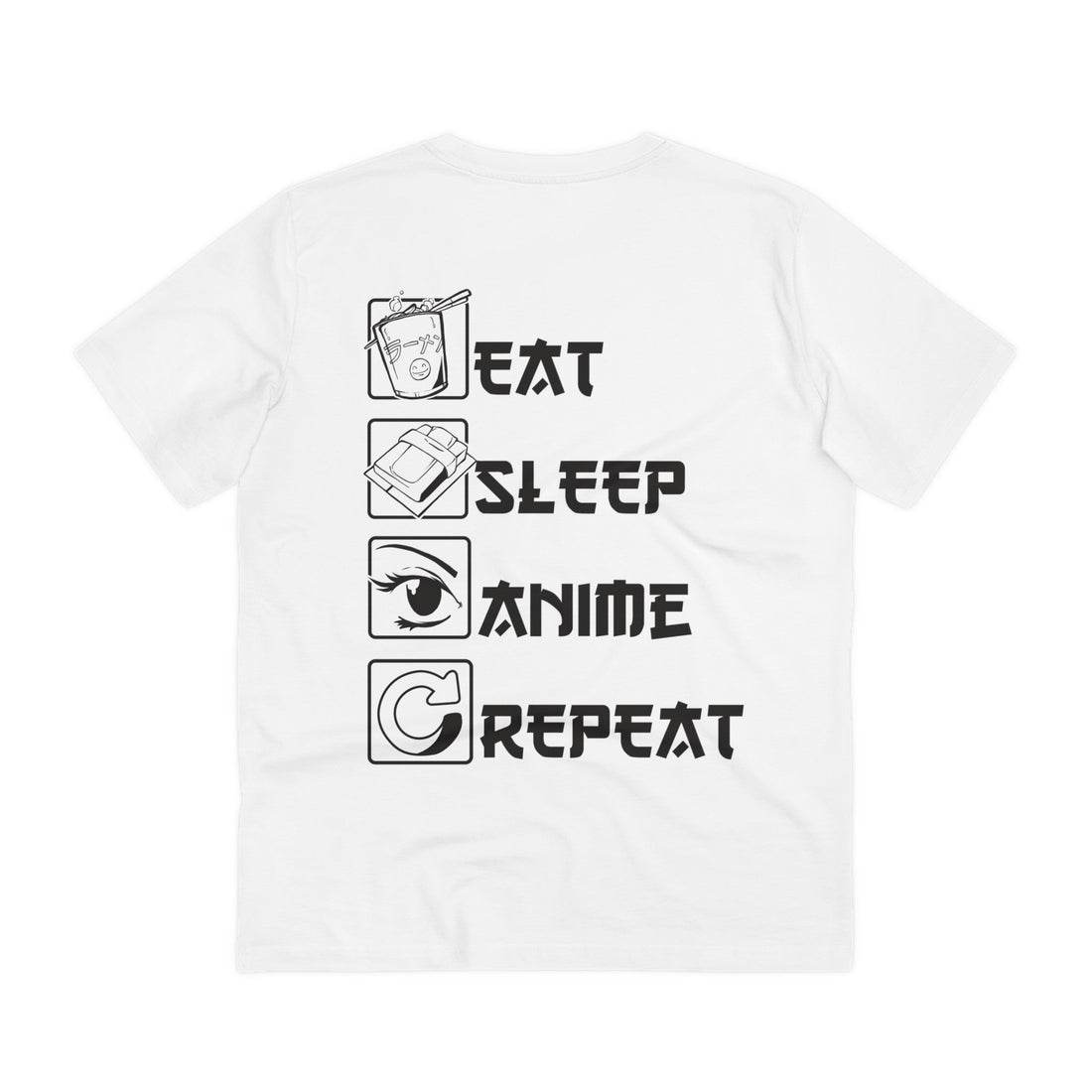 Printify T-Shirt White / 2XS Anime Eat Sleep Repeat - Anime World - Back Design