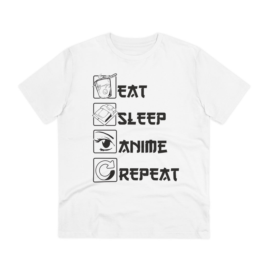 Printify T-Shirt White / 2XS Anime Eat Sleep Repeat - Anime World - Front Design
