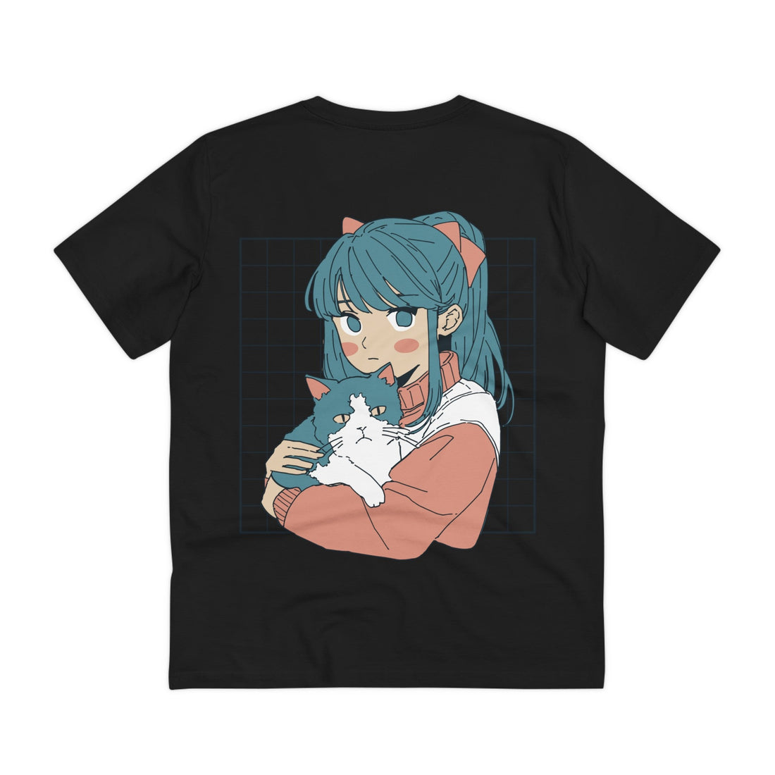 Printify T-Shirt Black / 2XS Anime Girl Cat - Anime World - Back Design