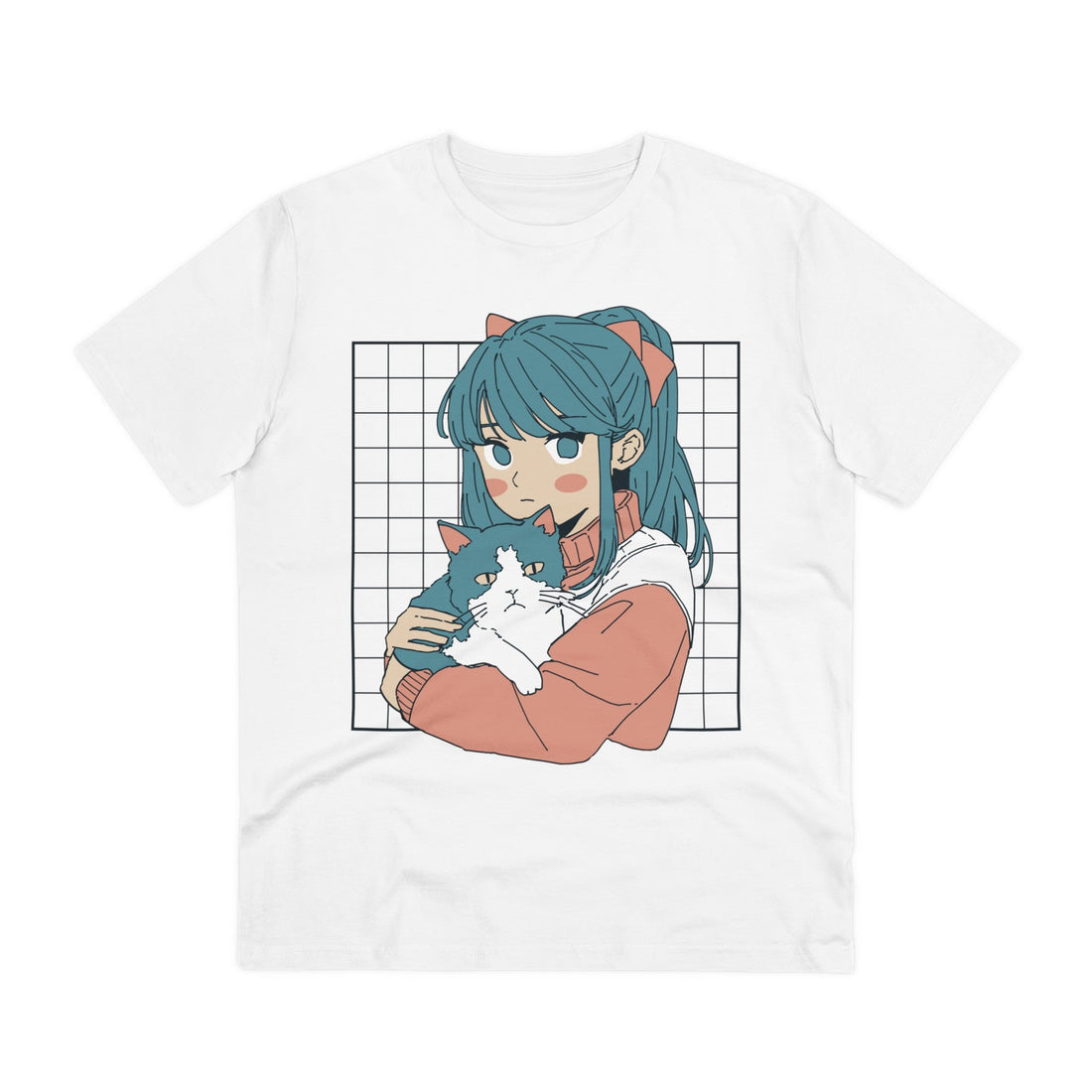 Printify T-Shirt White / 2XS Anime Girl Cat - Anime World - Front Design
