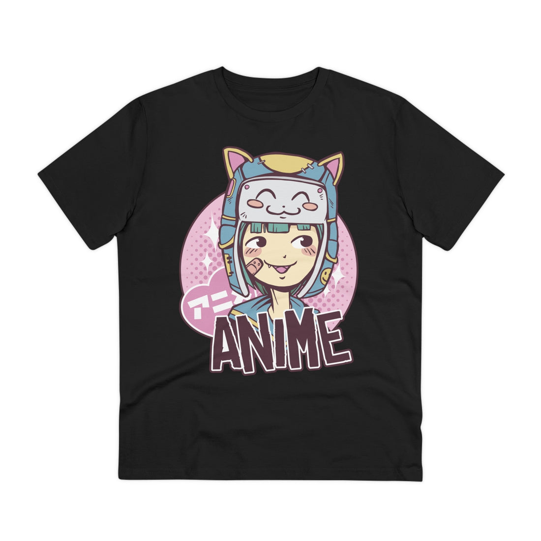Printify T-Shirt Black / 2XS Anime Girl Cat Face - Anime World - Front Design