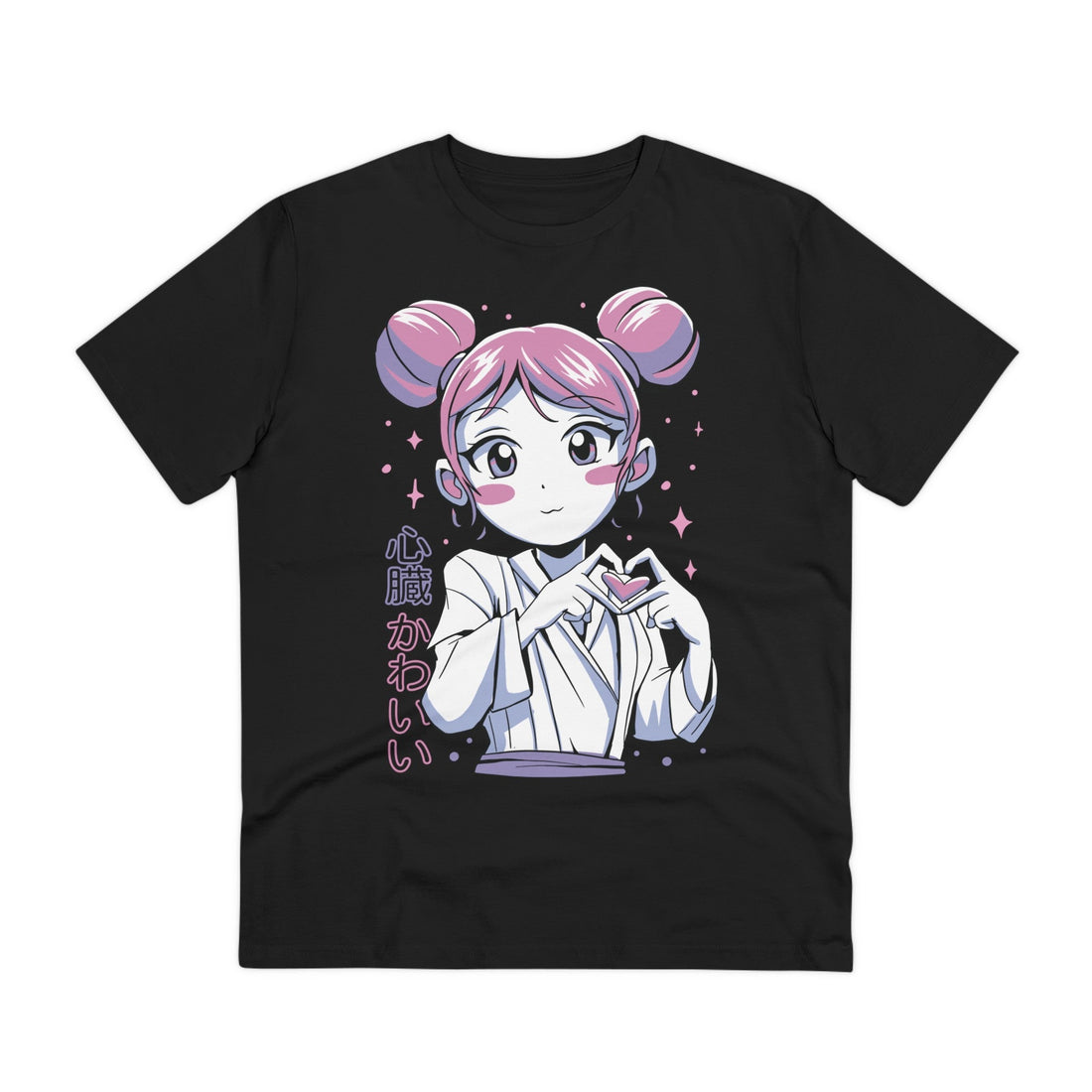 Printify T-Shirt Black / 2XS Anime Girl heart hands - Anime World - Front Design