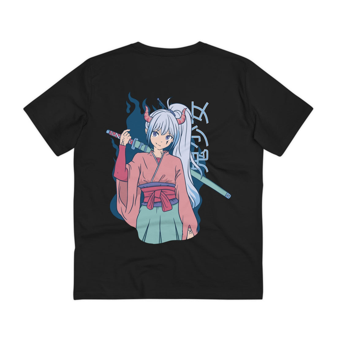Printify T-Shirt Black / 2XS Anime Girl Katana - Anime World - Back Design