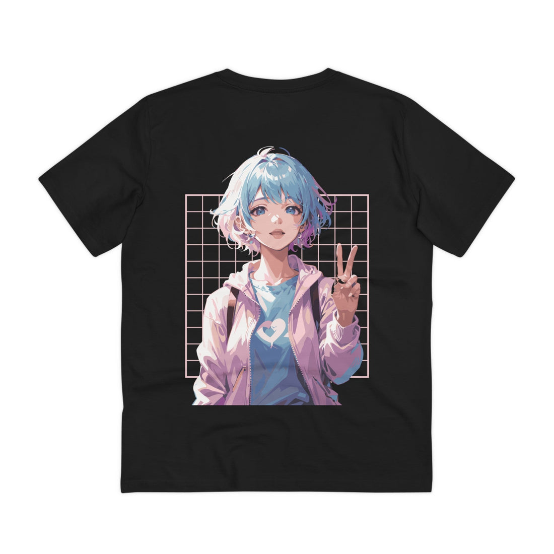 Printify T-Shirt Black / 2XS Anime Girl Peace - Anime World - Back Design