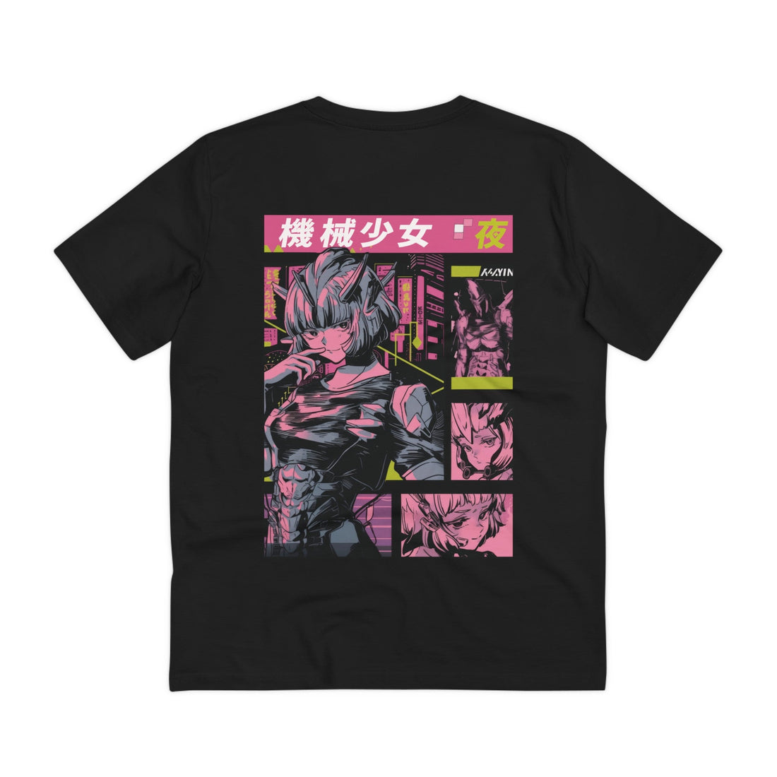 Printify T-Shirt Black / 2XS Anime Girl Robot in Color - Anime World - Back Design