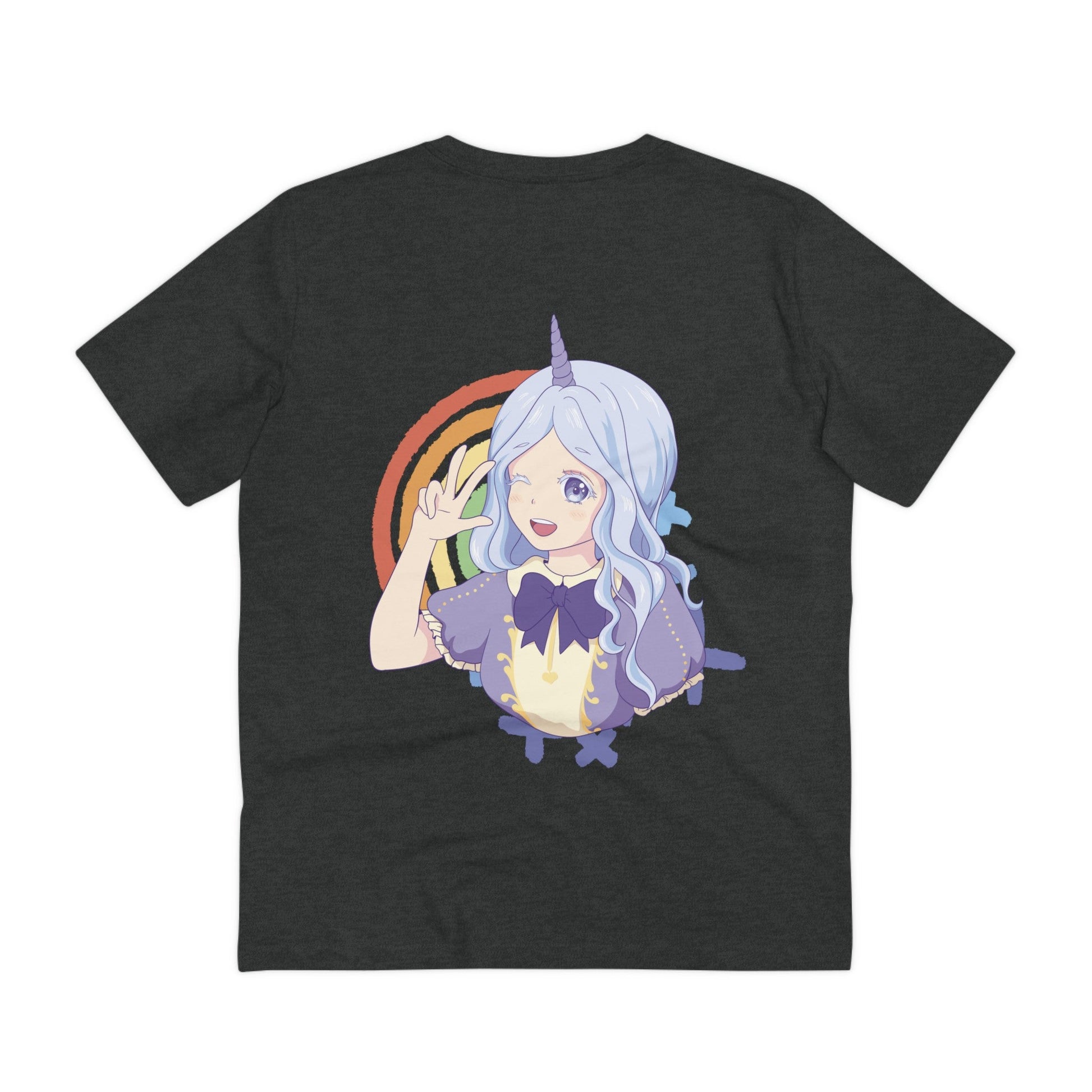 Printify T-Shirt Dark Heather Grey / 2XS Anime Girl Unicorn - Unicorn World - Back Design