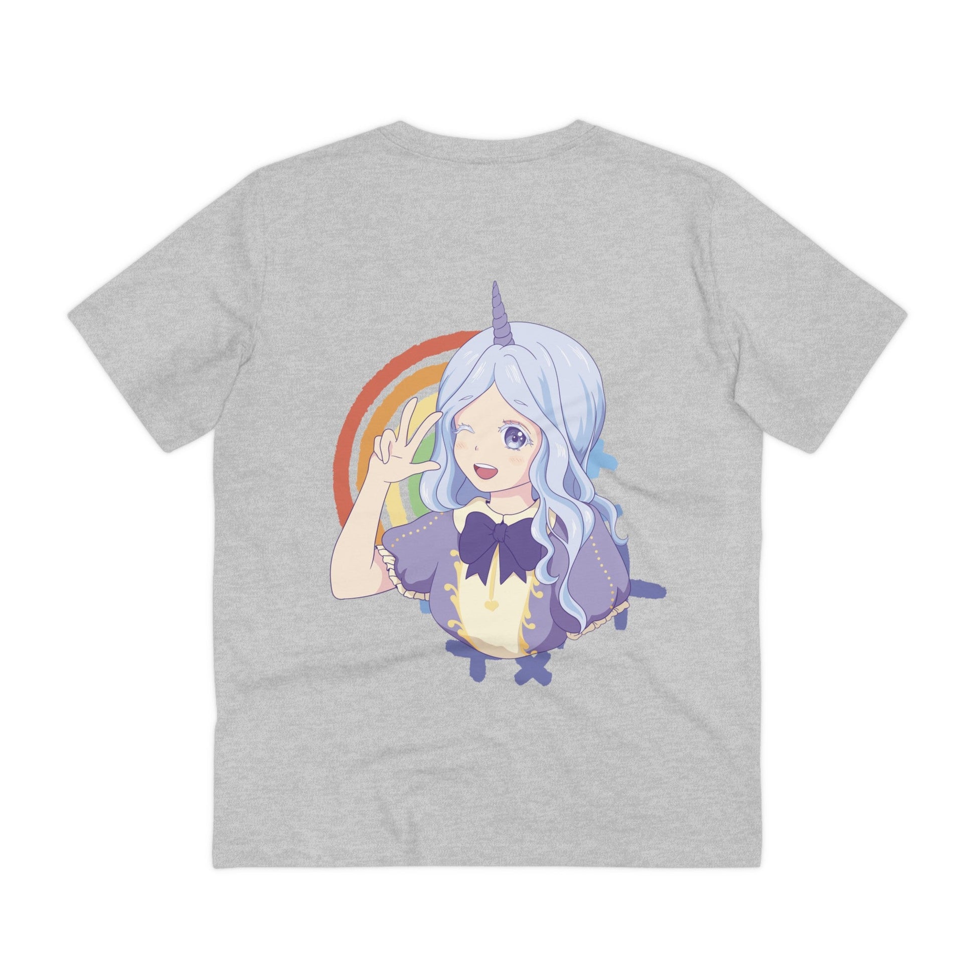 Printify T-Shirt Heather Grey / 2XS Anime Girl Unicorn - Unicorn World - Back Design