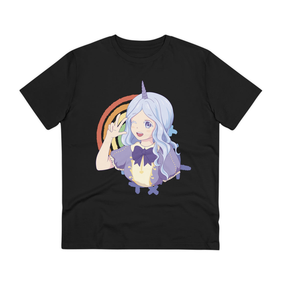 Printify T-Shirt Black / 2XS Anime Girl Unicorn - Unicorn World - Front Design