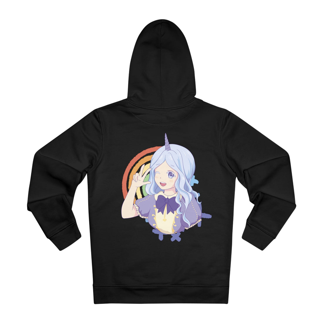 Printify Hoodie Black / M Anime Girl Unicorn - Unicorn World - Hoodie - Back Design