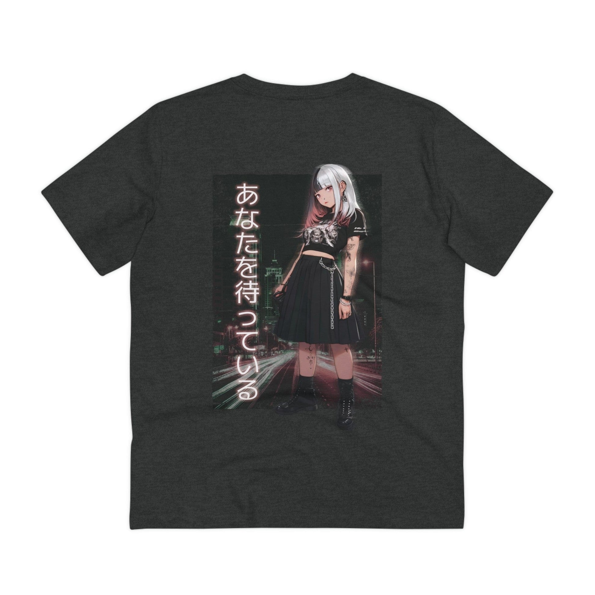 Printify T-Shirt Dark Heather Grey / 2XS Anime Girl Waiting for you - Anime World - Back Design