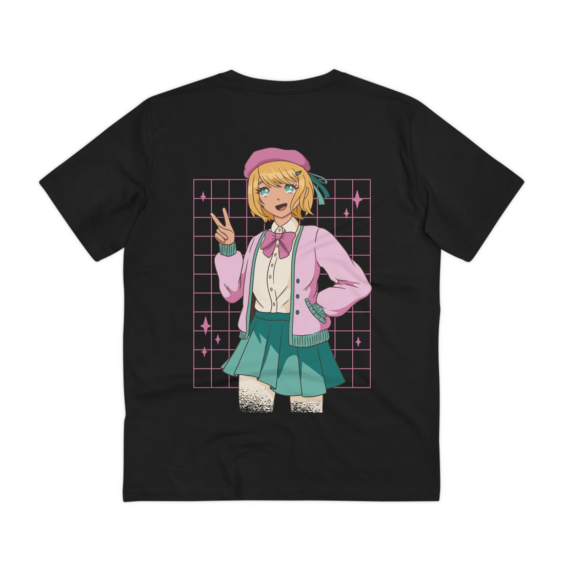 Printify T-Shirt Black / 2XS Anime Girl with Skirt - Anime World - Back Design