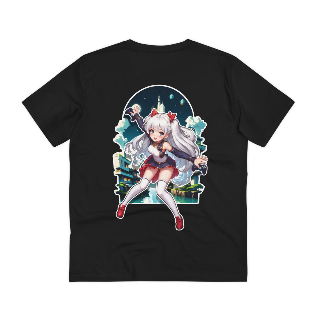 Printify T-Shirt Black / 2XS Anime Girl with Skirt - Anime World - Back Design