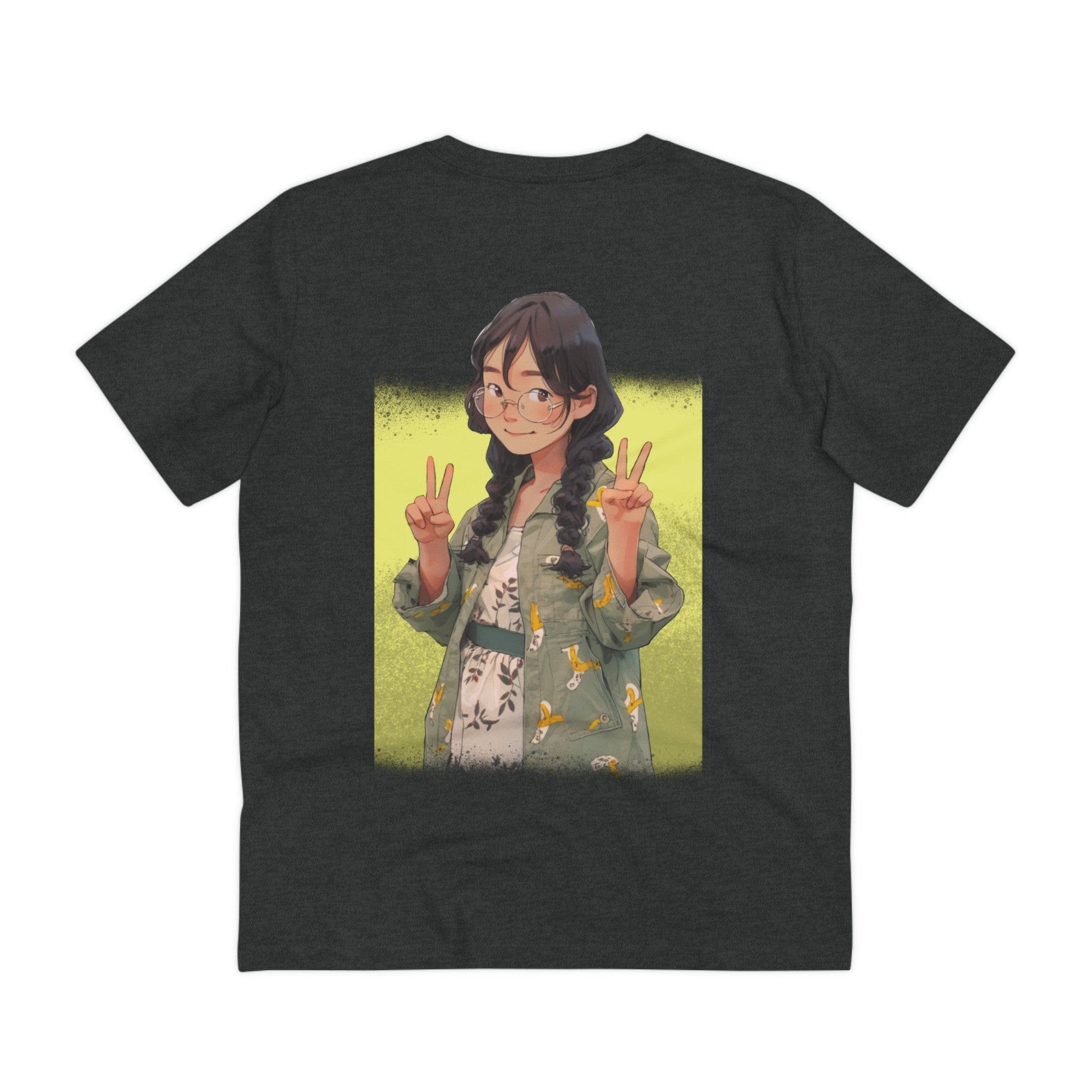 Printify T-Shirt Dark Heather Grey / 2XS Anime Peace Girl - Anime World - Back Design