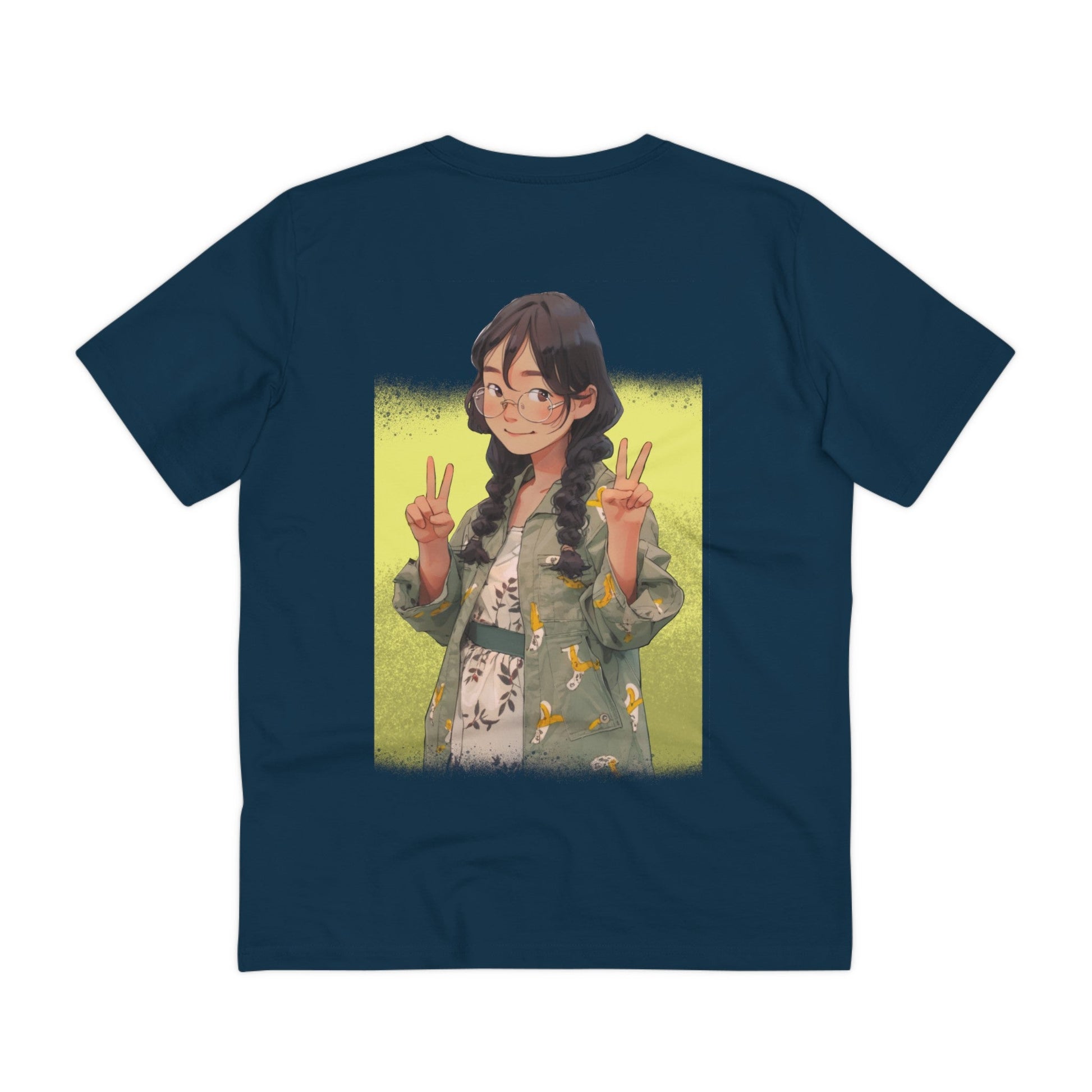 Printify T-Shirt French Navy / 2XS Anime Peace Girl - Anime World - Back Design