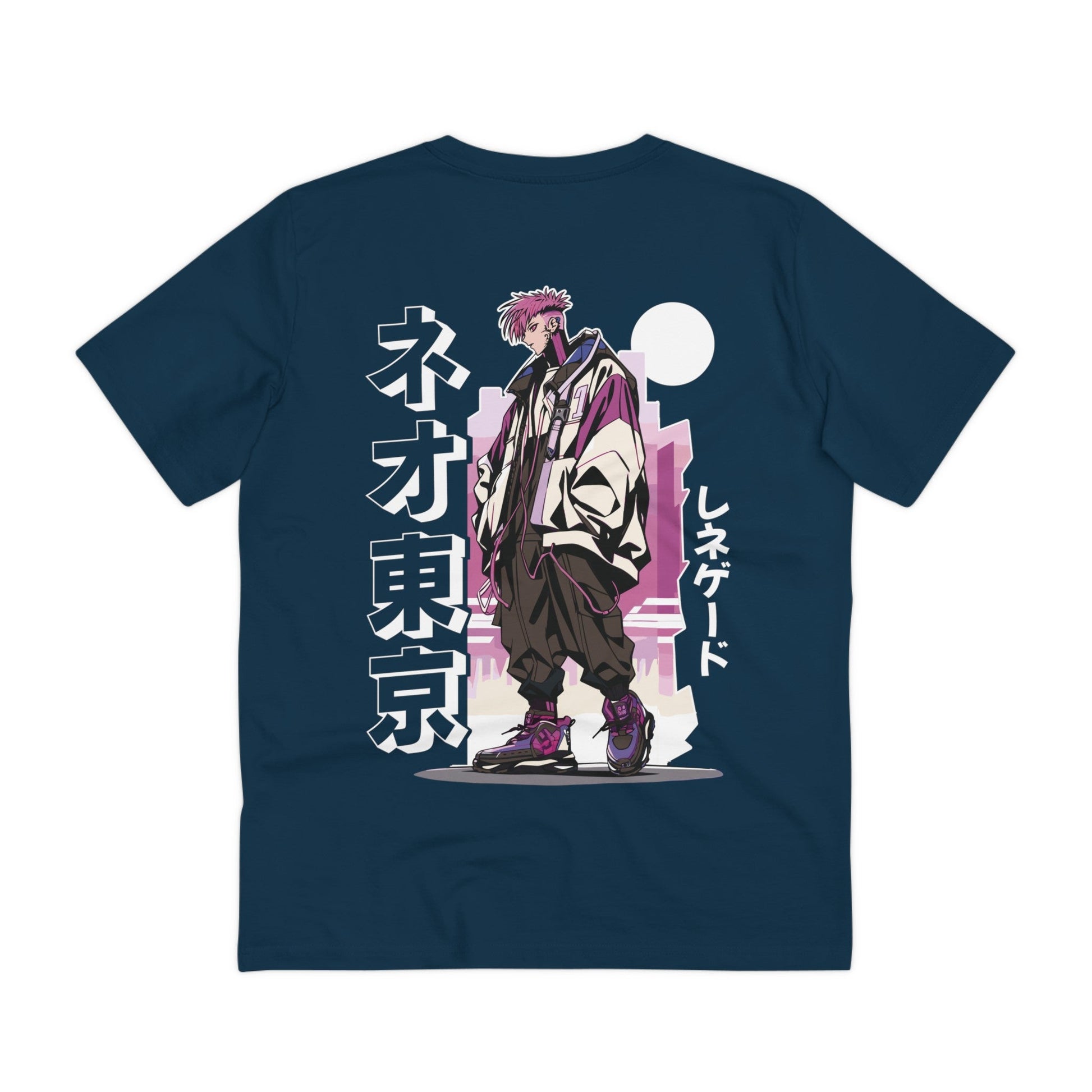 Printify T-Shirt French Navy / 2XS Anime Pink Hair Boy Streetwear - Anime World - Back Design