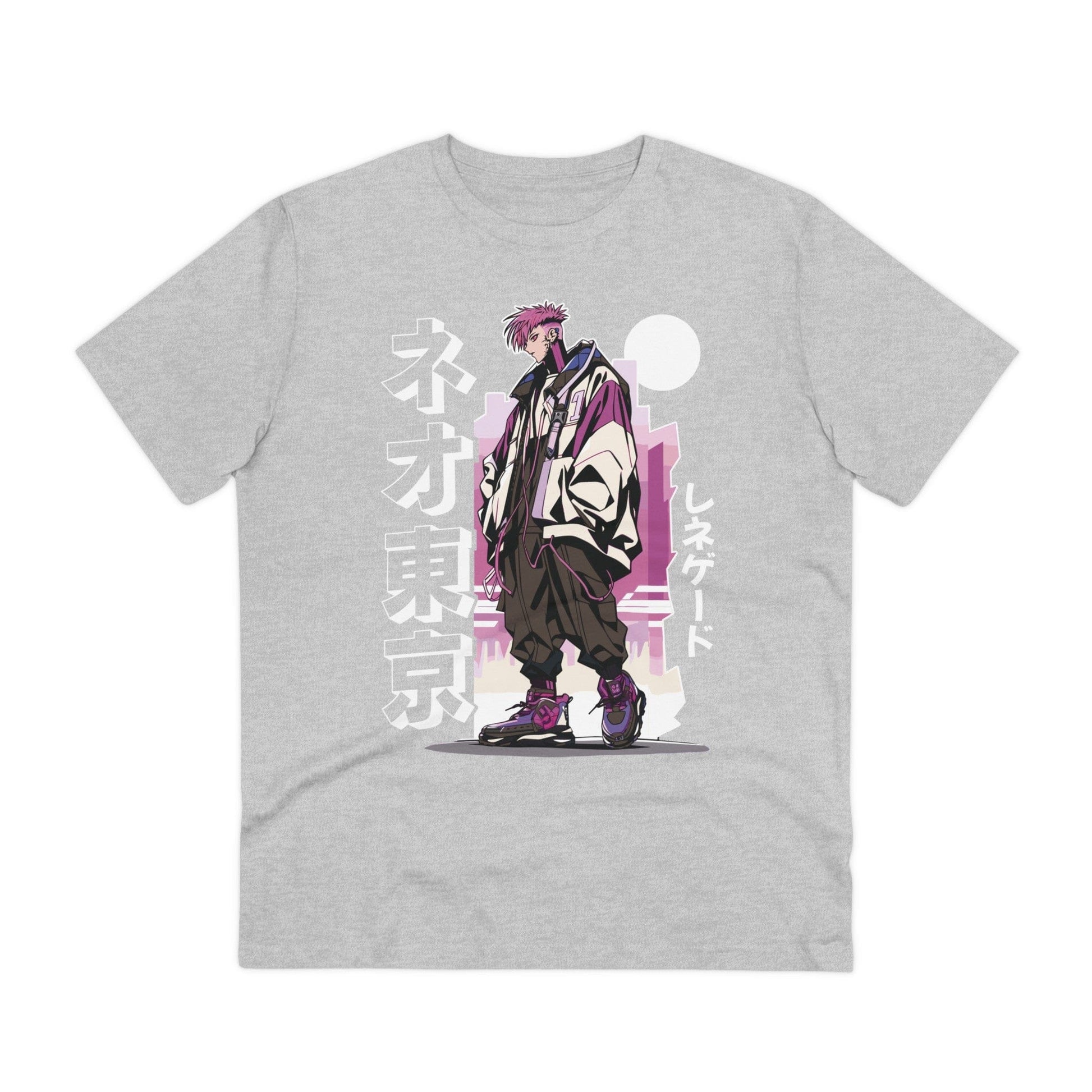Printify T-Shirt Heather Grey / 2XS Anime Pink Hair Boy Streetwear - Anime World - Front Design