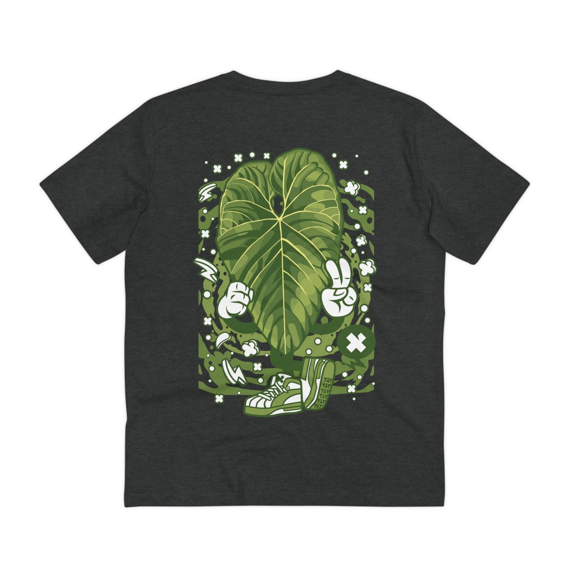 Printify T-Shirt Dark Heather Grey / 2XS Anthurium Cupulispathum - Cartoon Plants - Back Design