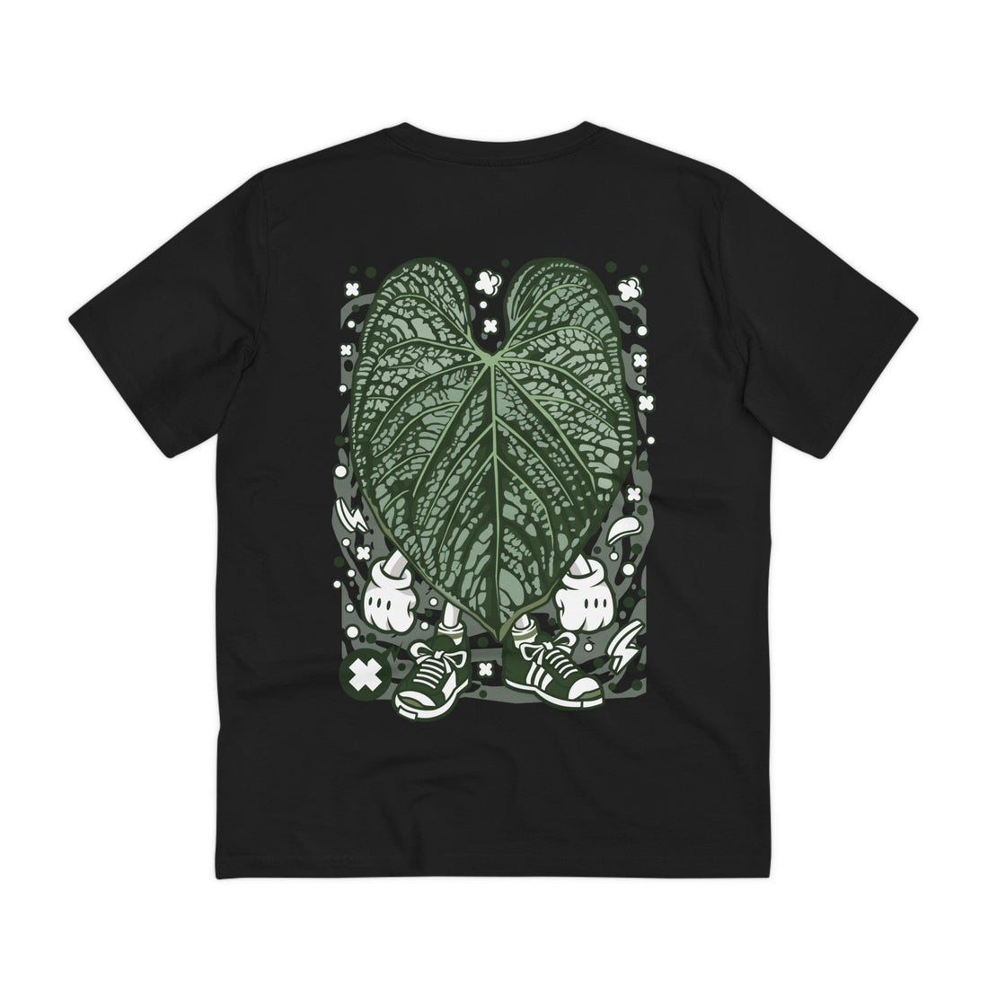 Printify T-Shirt Black / 2XS Anthurium Luxurians - Cartoon Plants - Back Design