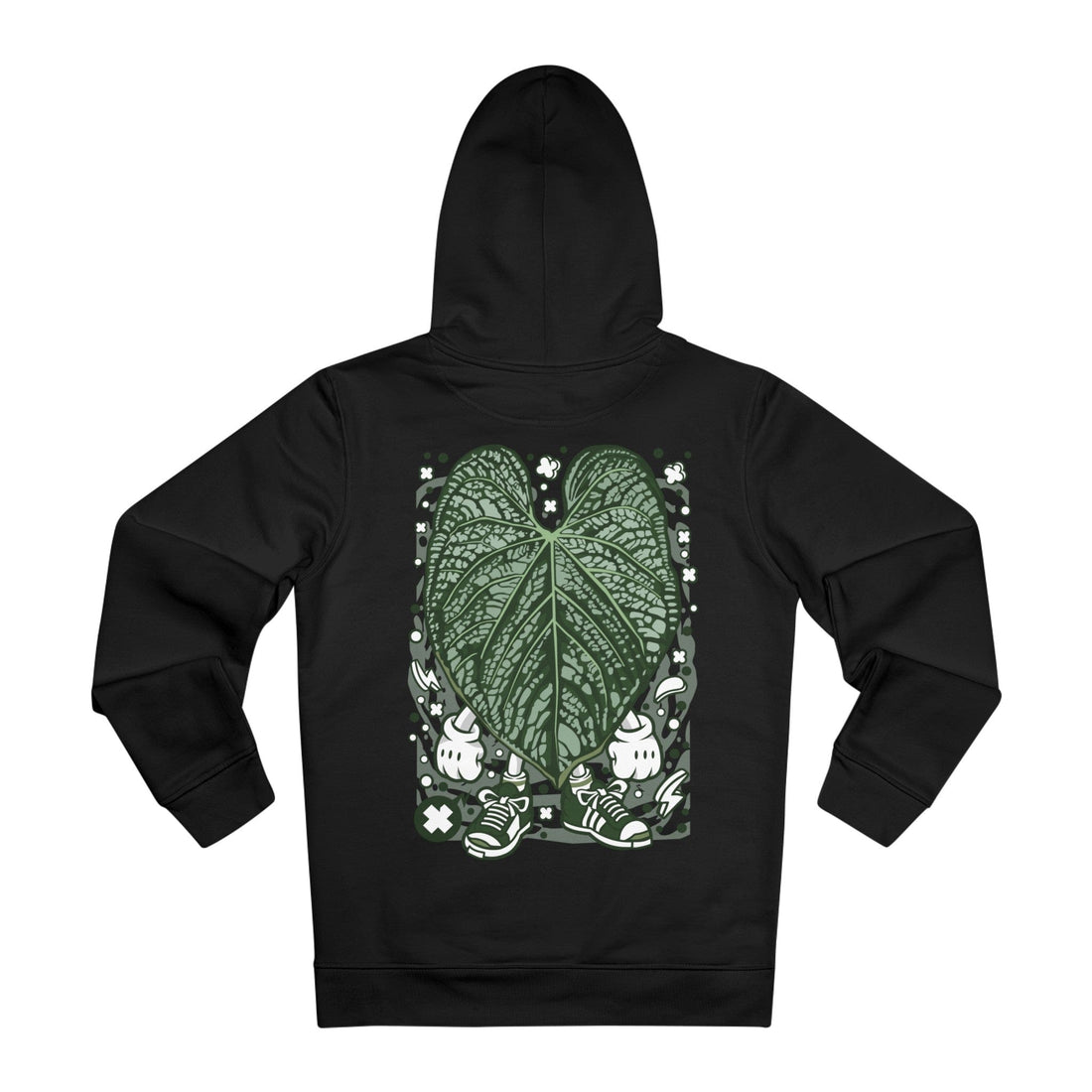 Printify Hoodie Black / 2XL Anthurium Luxurians - Cartoon Plants - Hoodie - Back Design