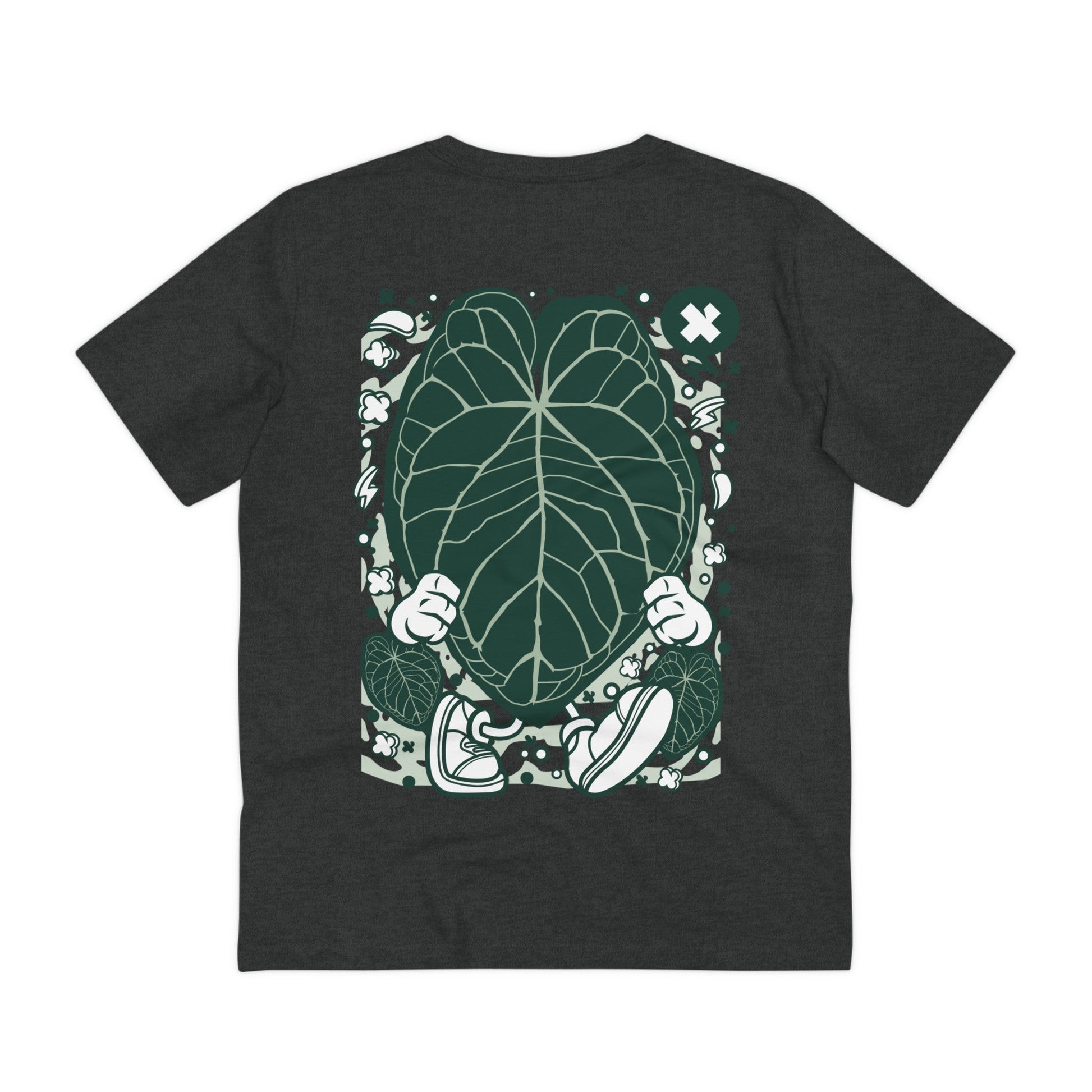 Printify T-Shirt Dark Heather Grey / 2XS Anthurium Magnificum - Cartoon Plants - Back Design