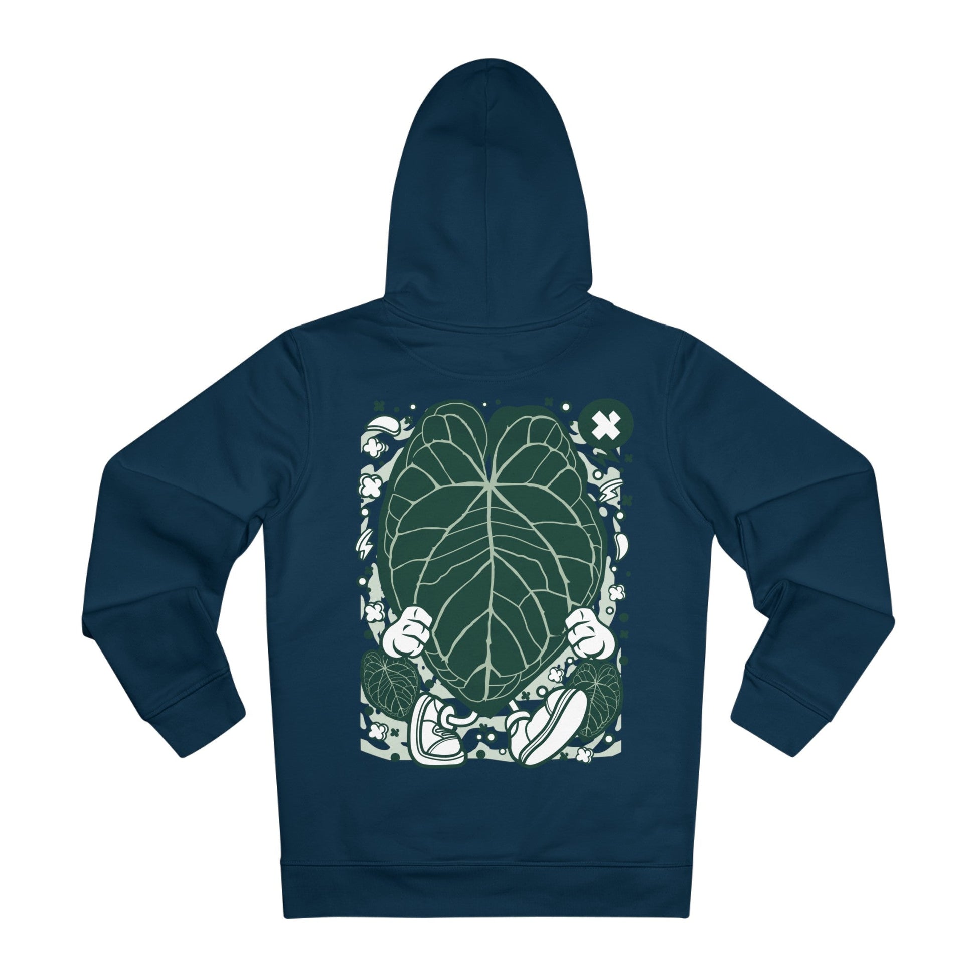 Printify Hoodie French Navy / S Anthurium Magnificum - Cartoon Plants - Hoodie - Back Design
