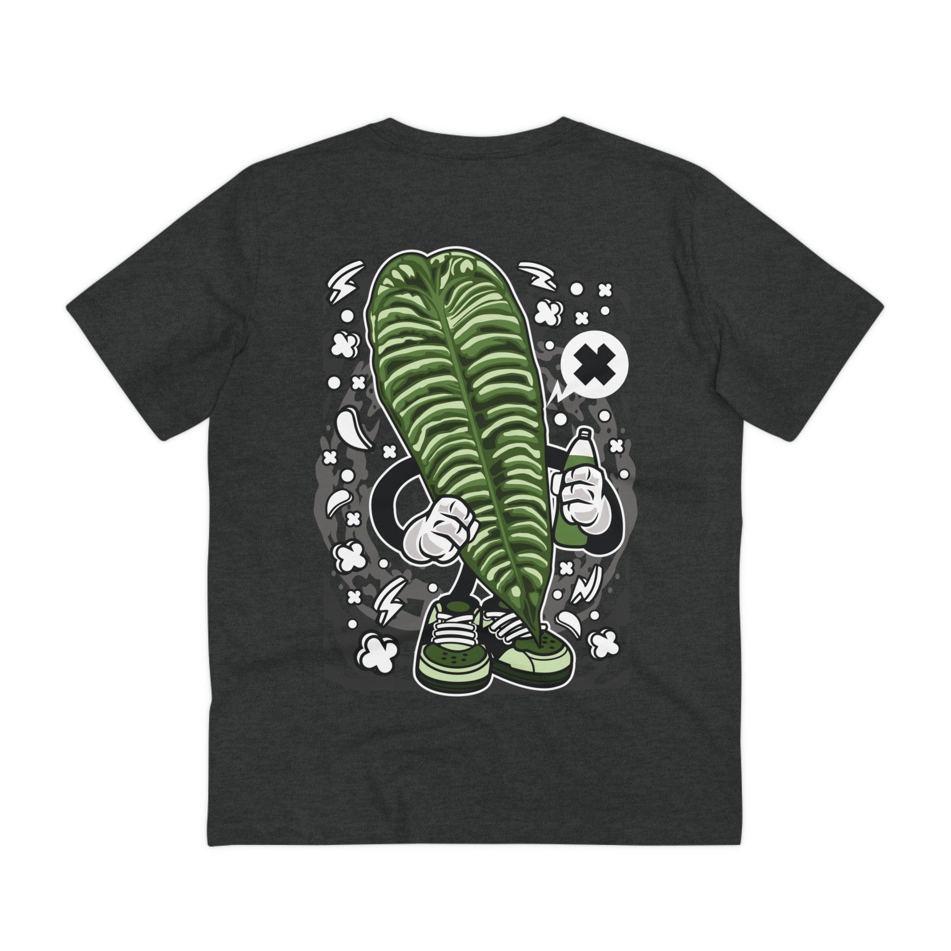 Printify T-Shirt Dark Heather Grey / 2XS Anthurium Veitchii - Cartoon Plants - Back Design
