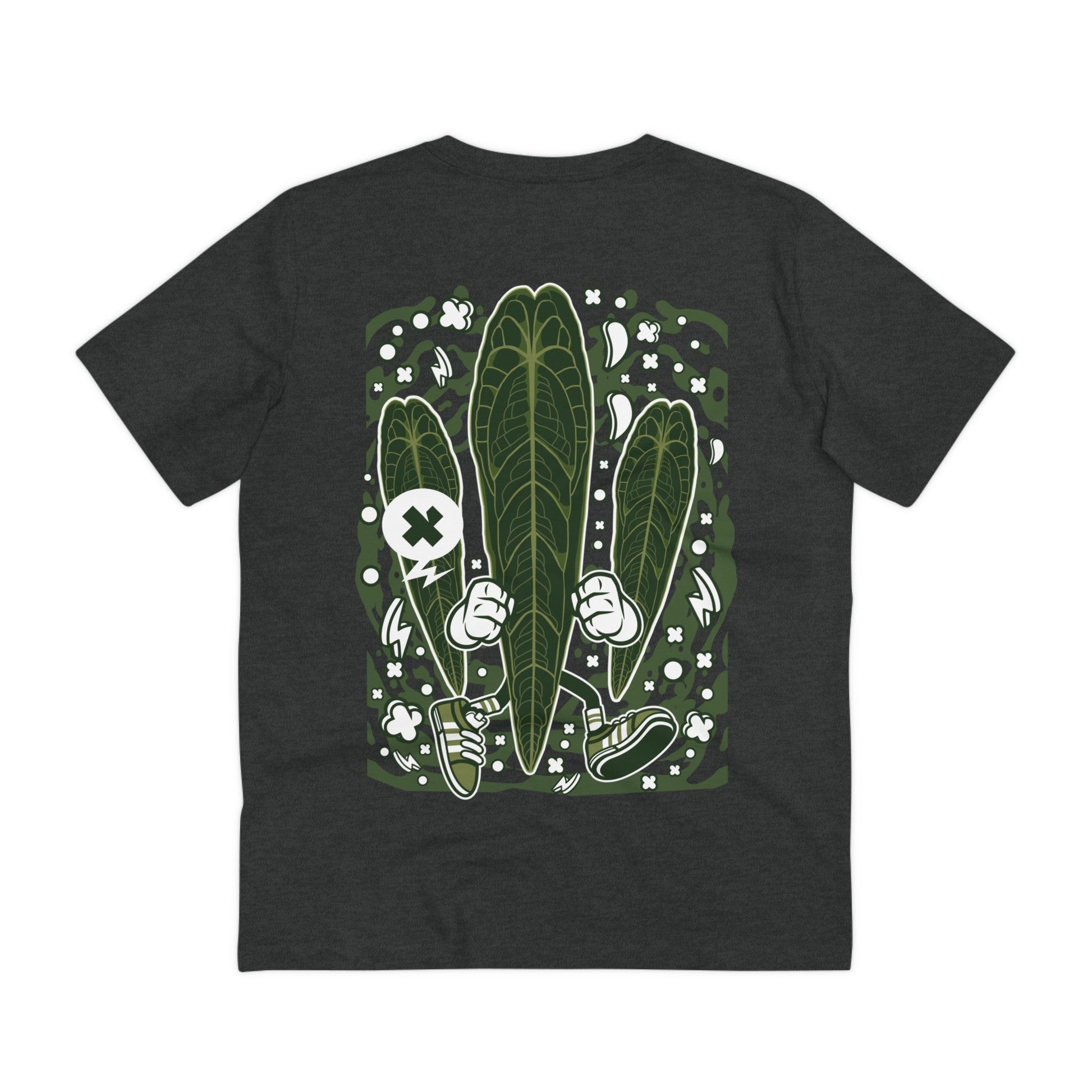Printify T-Shirt Dark Heather Grey / 2XS Anthurium Warocqeanum - Cartoon Plants - Back Design