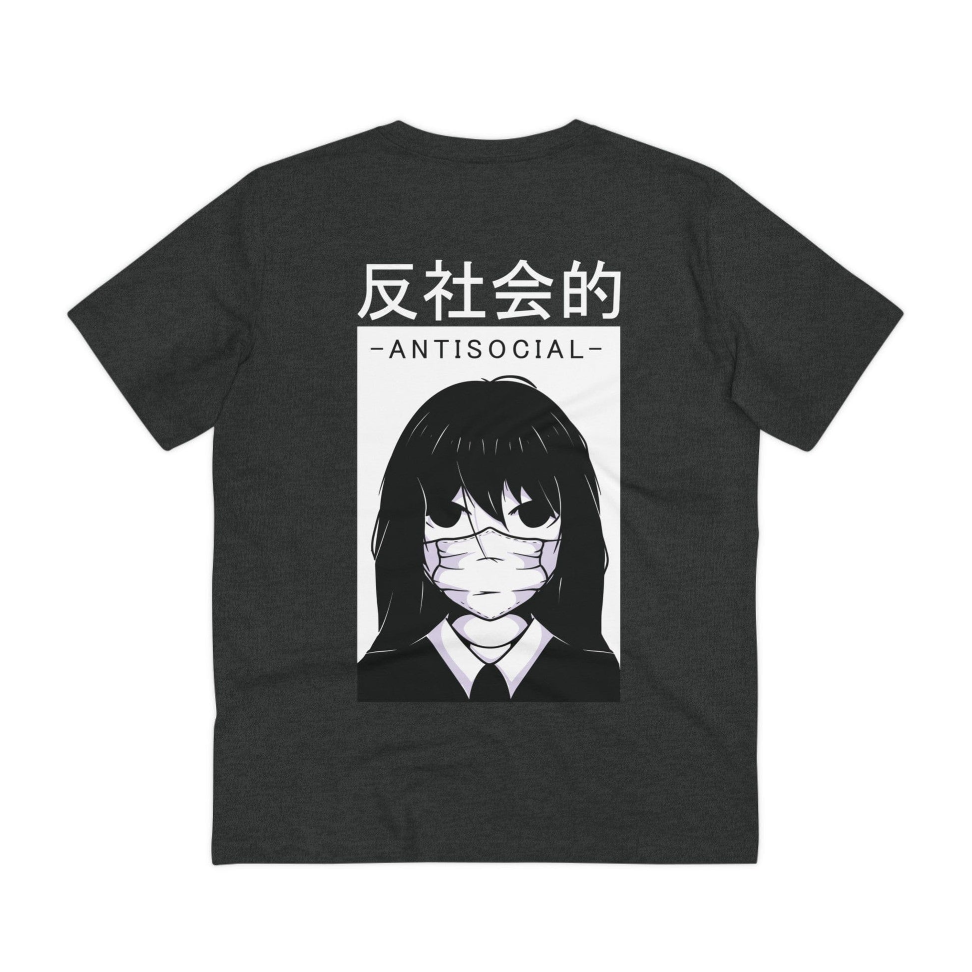 Printify T-Shirt Dark Heather Grey / 2XS Antisocial Girl - Anime World - Back Design