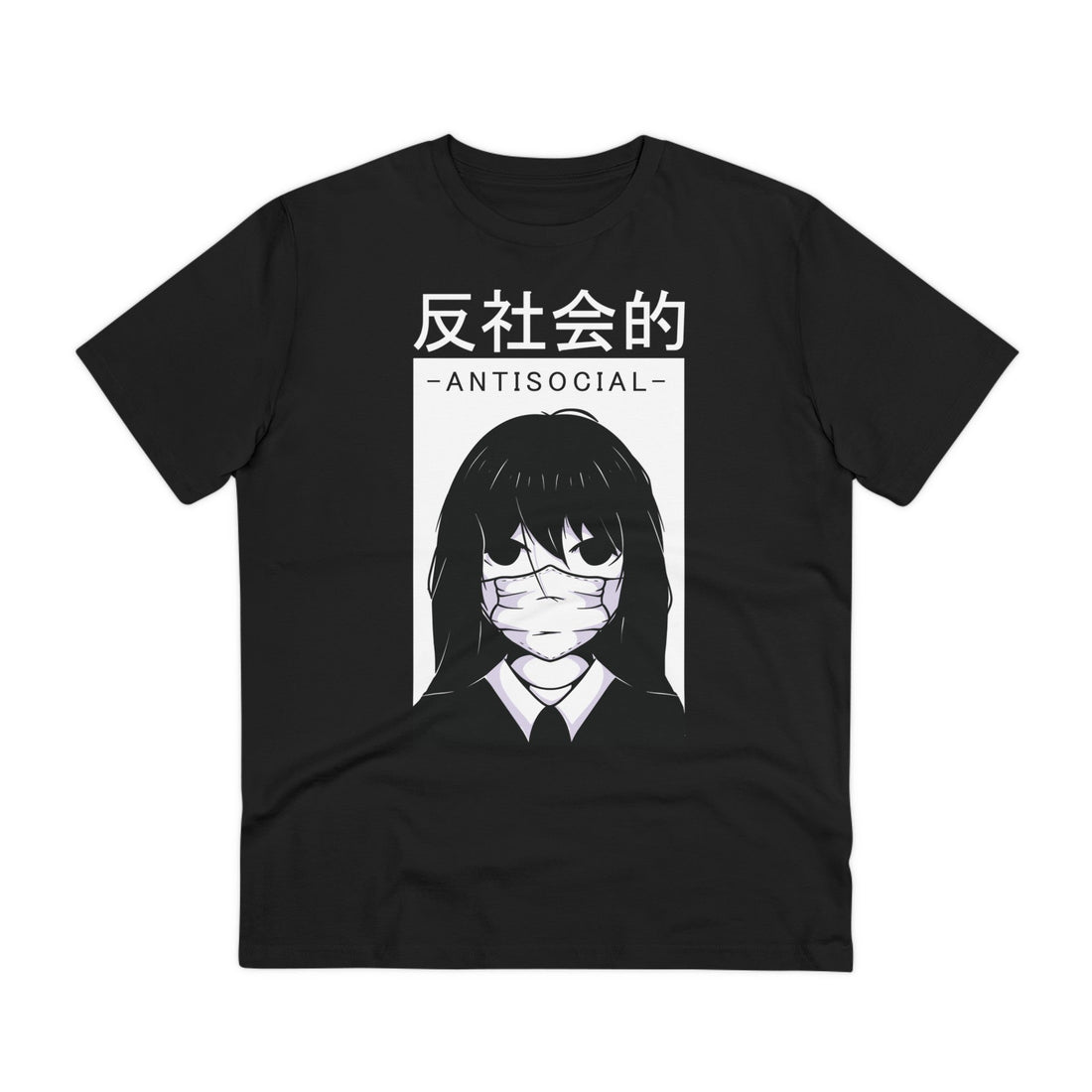 Printify T-Shirt Black / 2XS Antisocial Girl - Anime World - Front Design