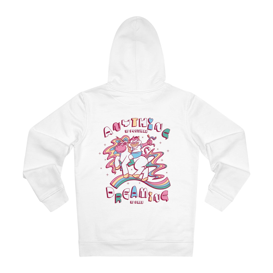 Printify Hoodie White / S Anything is possible Dreaming is free - Unicorn World - Hoodie - Back Design