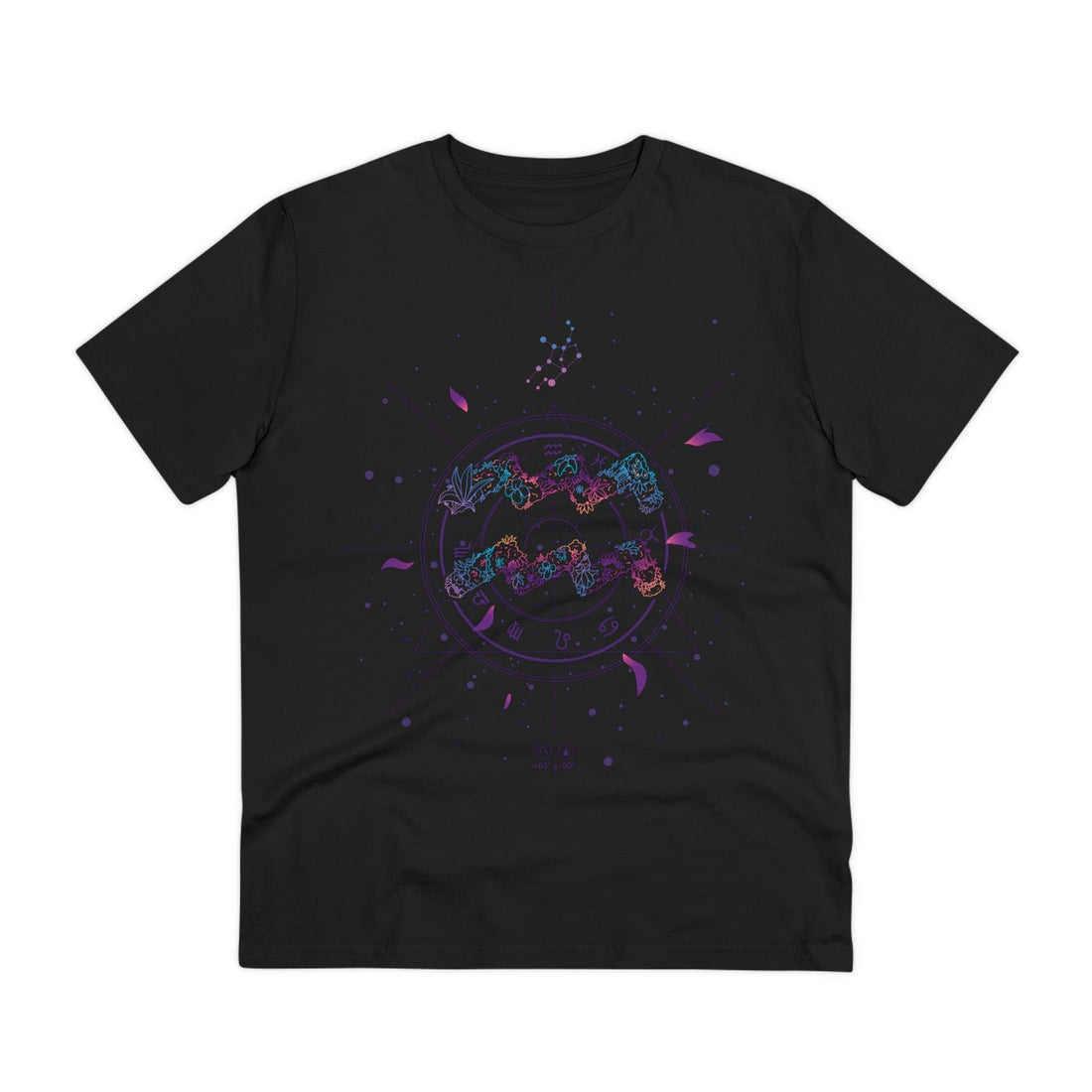 Printify T-Shirt Black / 2XS Aqarius Zodiac - Floral Zodiac Signs - Front Design