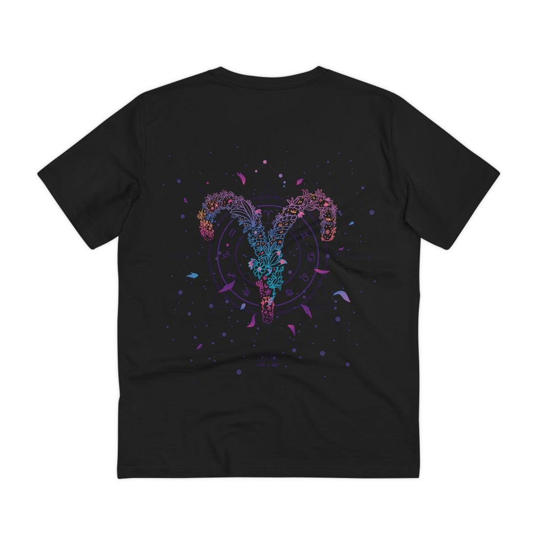 Printify T-Shirt Black / 2XS Aries Zodiac - Floral Zodiac Signs - Back Design