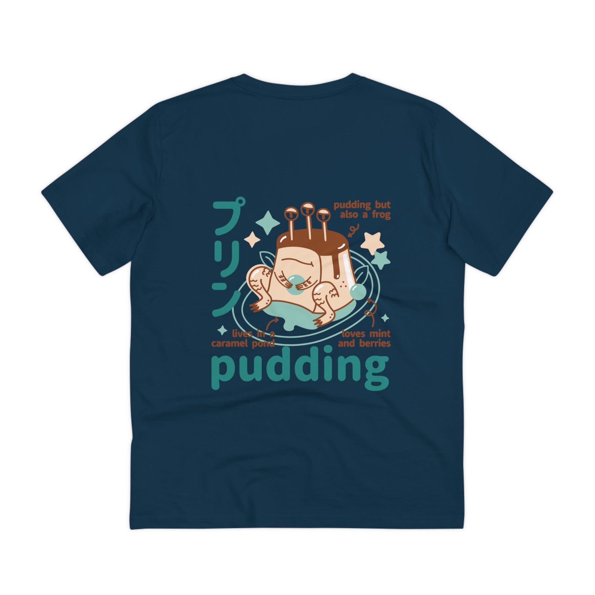 Printify T-Shirt French Navy / 2XS Awesome Pudding Monster - Cute Japanes Dessert Monsters - Back Design