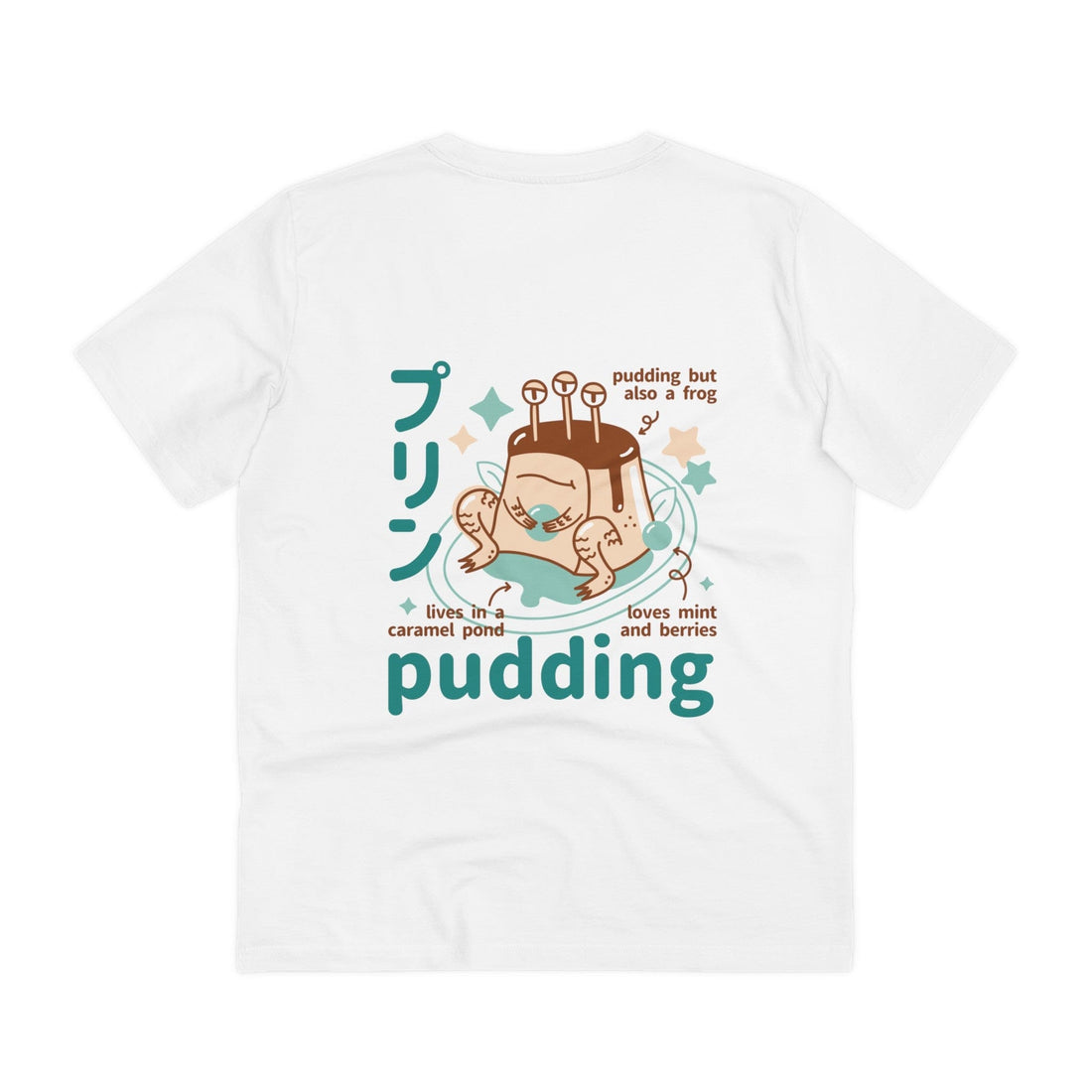 Printify T-Shirt White / 2XS Awesome Pudding Monster - Cute Japanes Dessert Monsters - Back Design
