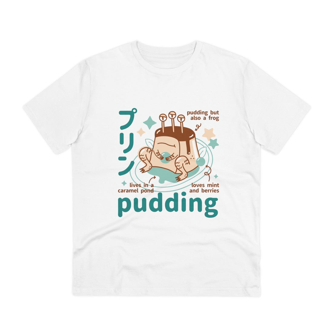 Printify T-Shirt White / 2XS Awesome Pudding Monster - Cute Japanese Dessert Monsters - Front Design