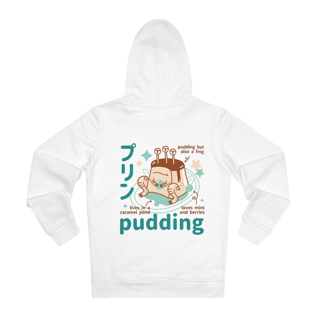 Printify Hoodie White / S Awesome Pudding Monster - Cute Japanese Dessert Monsters - Hoodie - Back Design