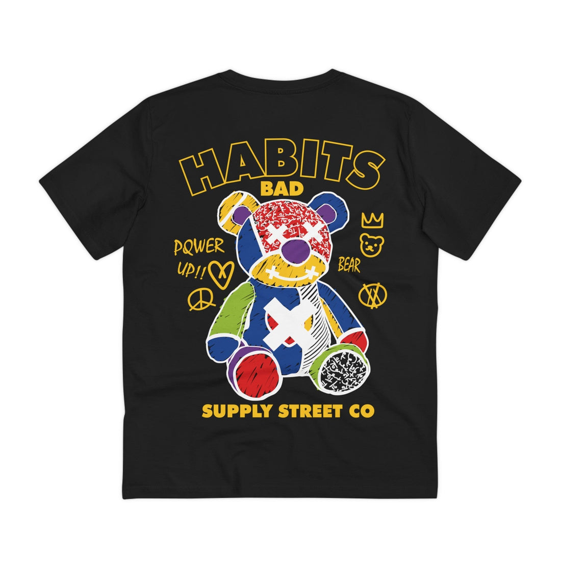 Printify T-Shirt Black / 2XS Bad Habits - Streetwear - Teddy - Back Design