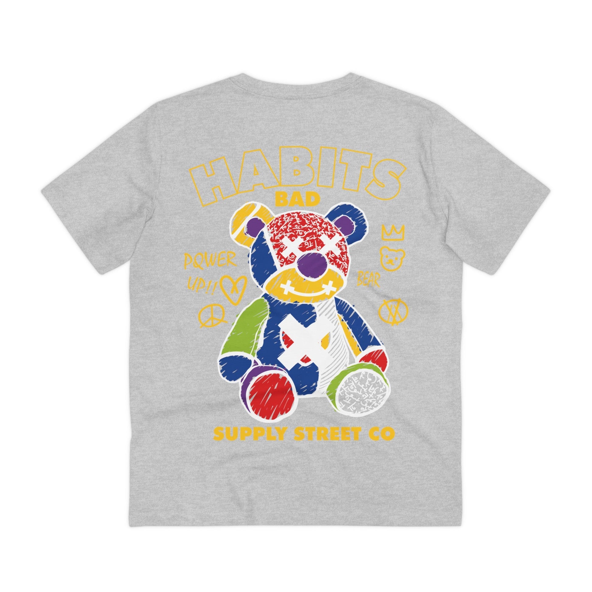 Printify T-Shirt Heather Grey / 2XS Bad Habits - Streetwear - Teddy - Back Design