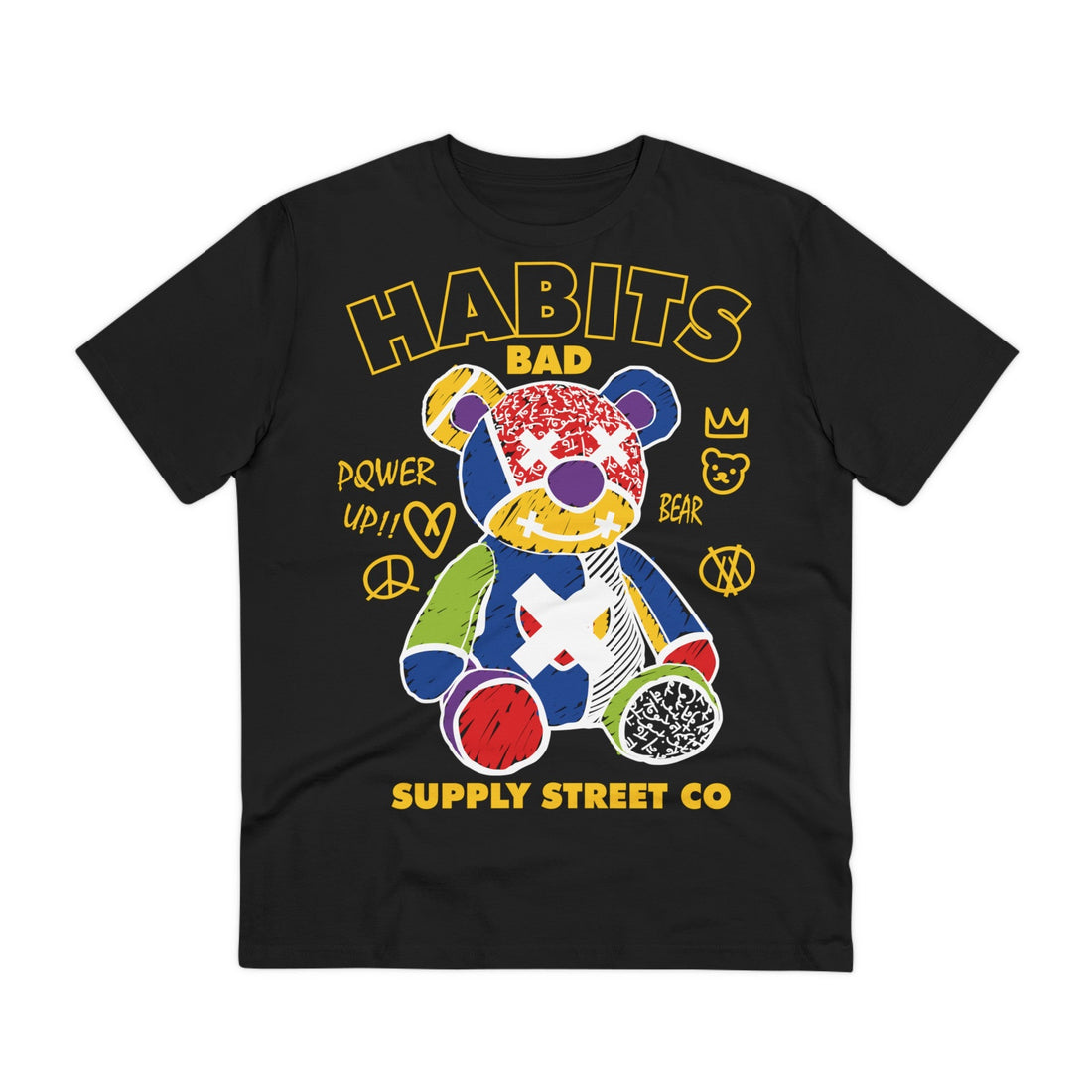 Printify T-Shirt Black / 2XS Bad Habits - Streetwear - Teddy - Front Design