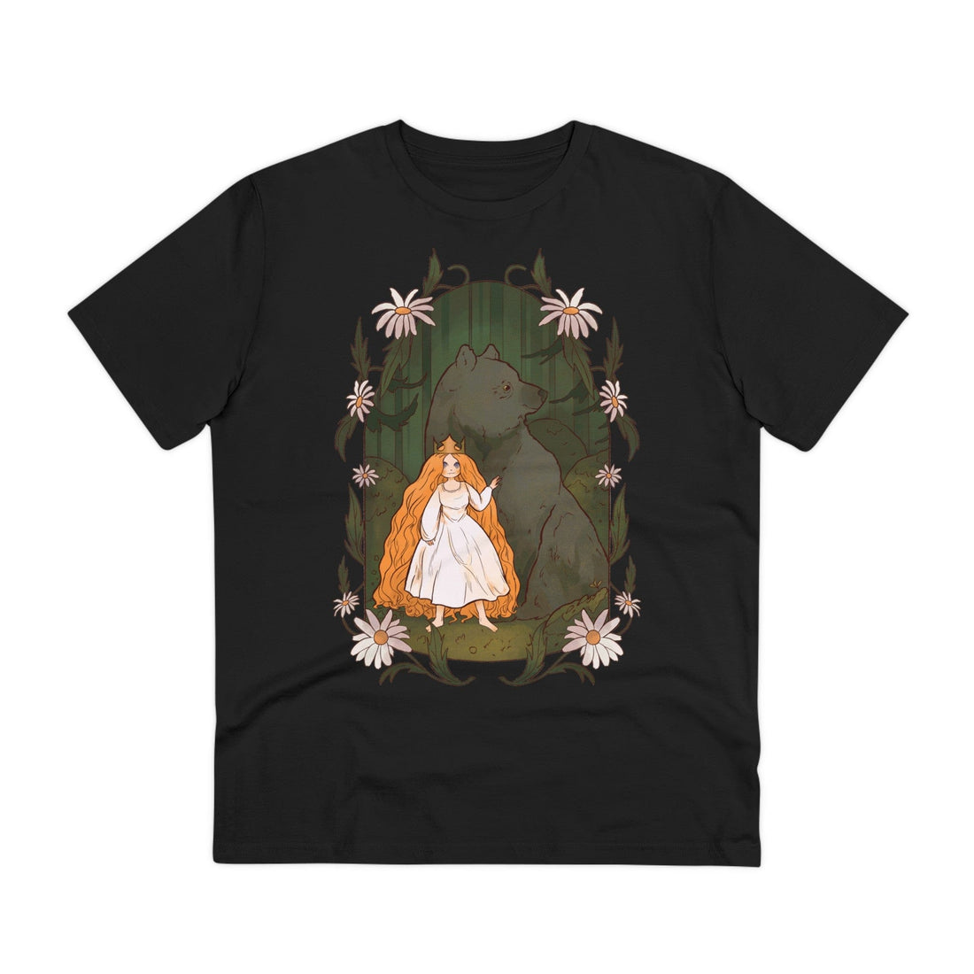 Printify T-Shirt Black / 2XS Bear and Princess - Fairy Tail World - Front Design