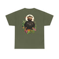 Militärgrünes T-Shirt mit Back Print einer Animal-Human-Collage mit Bärenmotiv