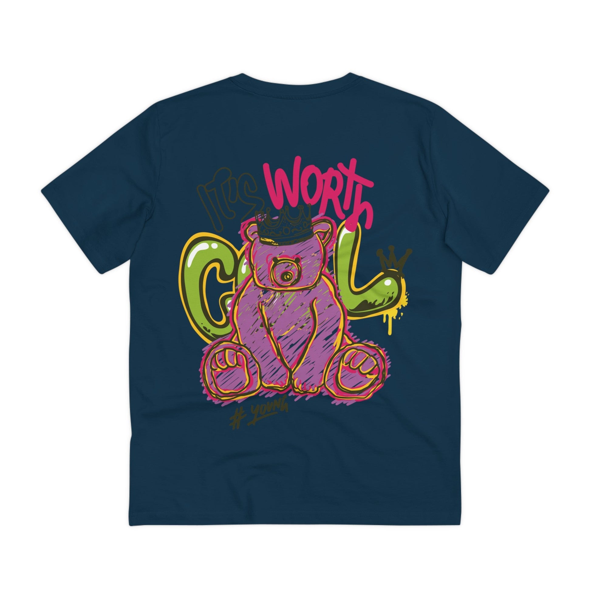 Printify T-Shirt French Navy / 2XS Bear Its Worth cool - Streetwear - Teddy - Back Design