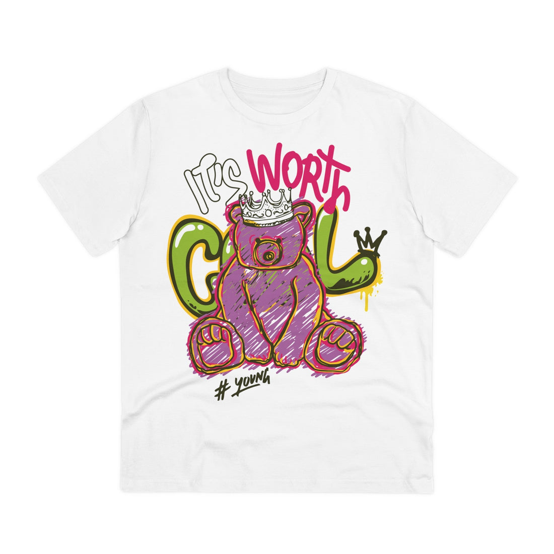 Printify T-Shirt White / 2XS Bear Its Worth cool - Streetwear - Teddy - Front Design