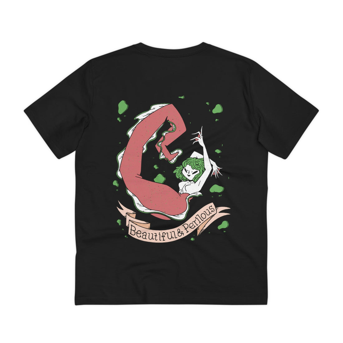 Printify T-Shirt Black / 2XS Beautiful & Perilous - Creepy Mermaids - Back Design