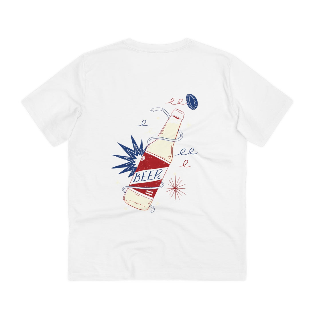 Printify T-Shirt White / 2XS Beer Bottle - Retro Doodled Food - Back Design